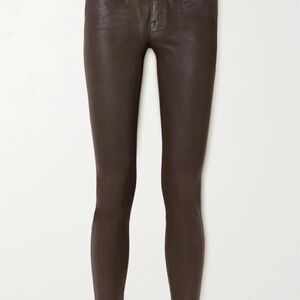 FRAME Le Skinny De Jeanne Coated Skinny Jeans Mahogany Brown Red size 28 NWT